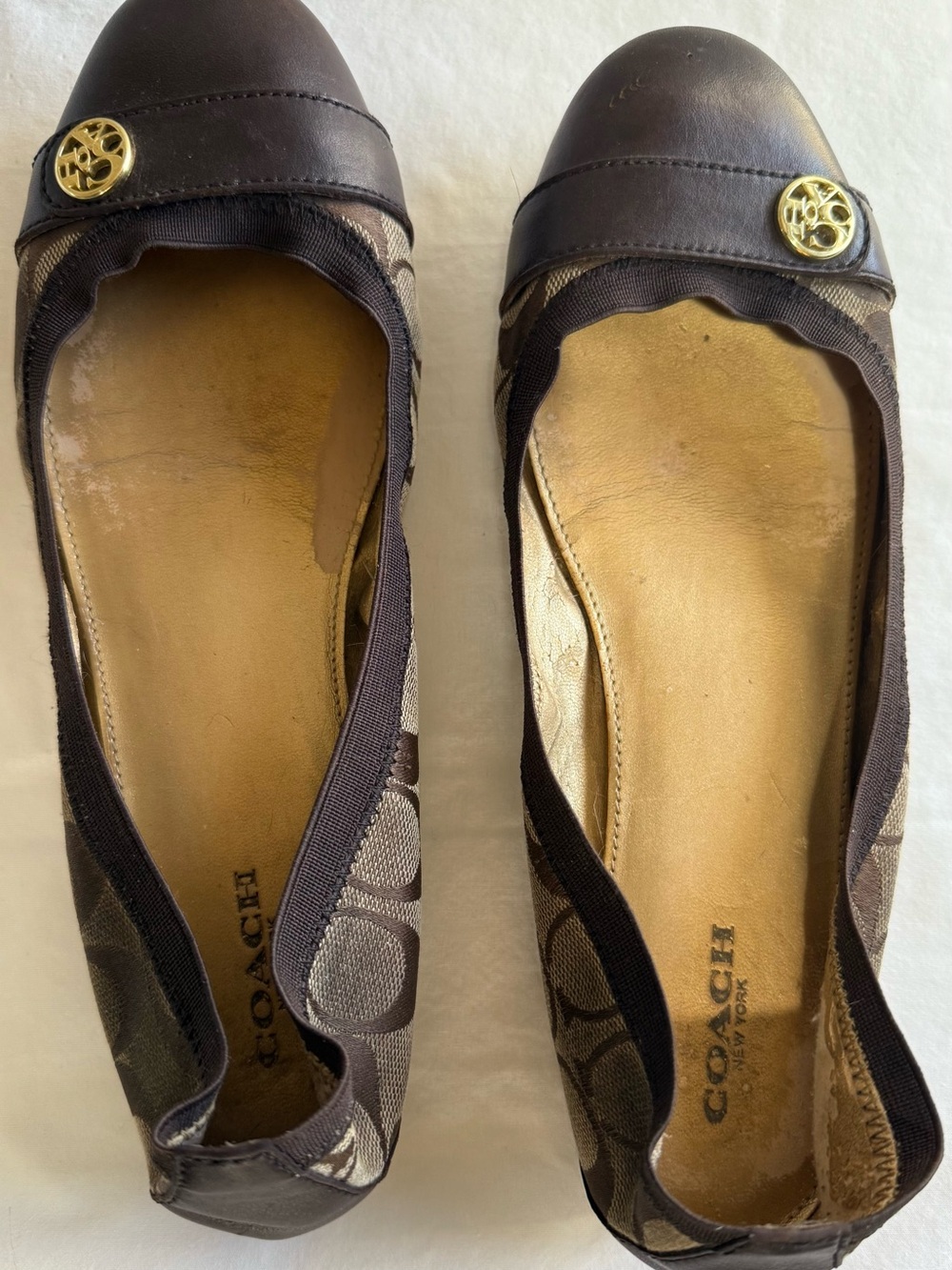 COACH Chelsey Ballet Flats Brown Signature Canvas Leather Cap Toe – Size 10 - Picture 10 of 11
